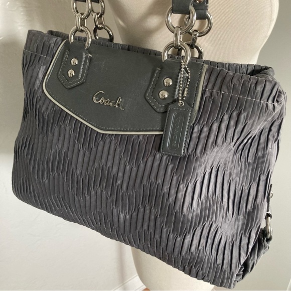 Coach Ashley Gray Gathered Satin Hobo Carryall - Picture 12 of 12